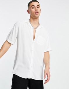 Белая рубашка из вискозы с отложным воротником Only & Sons-Белый