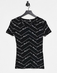 Черная футболка со сплошным принтом логотипа Love Moschino-Черный