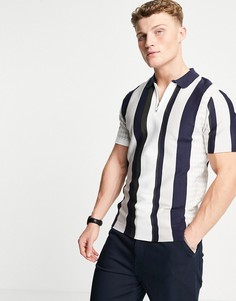 Поло темно-синего цвета в полоску River Island-Темно-синий