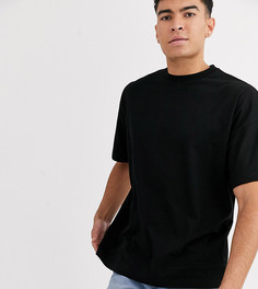 Черная oversize-футболка из органического хлопка с круглым вырезом ASOS DESIGN Tall-Черный цвет