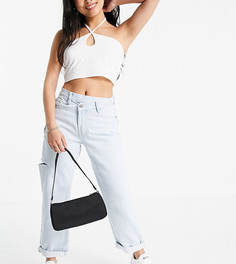 Голубые выбеленные джинсы прямого кроя со рваной отделкой Missguided Petite Wrath-Голубой