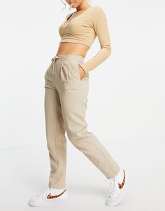 Бежевые брюки прямого кроя с завязкой на талии (от комплекта) Only-Светло-бежевый