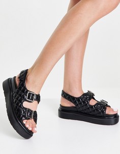 Черные стеганые сандалии на платформе с пряжками New Look-Черный цвет