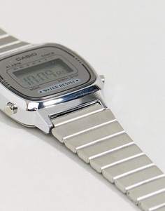 Серебристые цифровые часы в стиле унисекс с миниатюрным циферблатом Casio-Серебристый