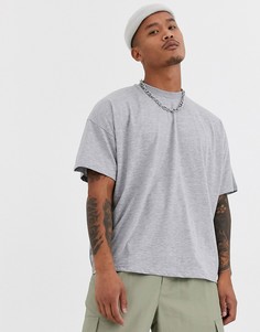 Серая меланжевая oversized-футболка из органического хлопка с круглым вырезом ASOS DESIGN-Серый