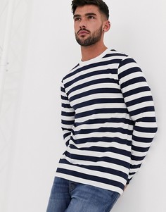 Зауженный лонгслив из органического хлопка в темно-синюю полоску ASOS DESIGN-Темно-синий