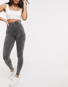 Темно-серые леггинсы с эффектом кислотной стирки ASOS DESIGN-Серый