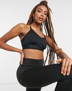 Черный бюстгальтер на тонких бретелях с легкой степенью поддержки Reebok Training