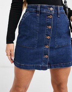 Джинсовая юбка мини с пуговицами спереди J Crew-Голубой
