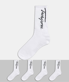 Набор из 4 пар белых носков с логотипом Jack & Jones-Белый