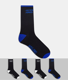 Набор из 4 пар белых и синих носков с логотипом Jack & Jones-Многоцветный