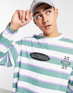 Oversize-лонгслив в полоску с принтом на груди ASOS DESIGN-Многоцветный