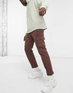 Коричневые зауженные брюки карго с велюровой отделкой ASOS DESIGN-Коричневый цвет