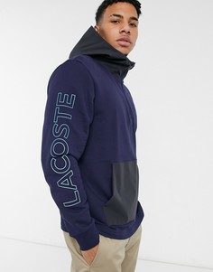 Двухцветный худи на молнии Lacoste-Темно-синий