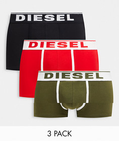 3 пары боксеров-брифов цвета хаки, черного и красного цвета Diesel-Многоцветный