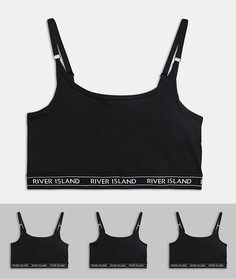 Комплект из бралетта и трусов черного цвета с логотипом на резинке River Island Plus-Многоцветный
