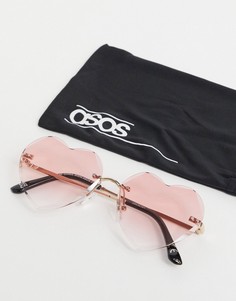 Солнцезащитные очки в форме сердец с розовыми линзами ASOS DESIGN-Розовый цвет