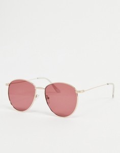 Круглые солнцезащитные очки золотистого цвета с розовыми стеклами AJ Morgan-Золотистый