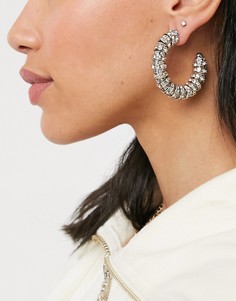 Серьги-кольца в комбинированных оттенках со стразами ASOS DESIGN-Многоцветный