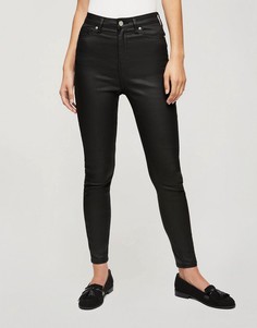 Черные зауженные джинсы с завышенной талией и покрытием Miss Selfridge Lizzie-Черный цвет