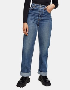 Синие выбеленные oversized-джинсы в винтажном стиле Topshop One-Голубой