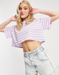 Укороченная oversized-футболка в сиреневую полоску ASOS DESIGN-Многоцветный