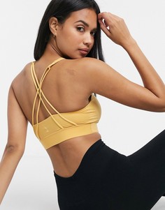 Желтый бюстгальтер средней степени поддержки с логотипом-галочкой Nike Training Luxe