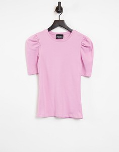 Розовая футболка с объемными рукавами Pieces-Фиолетовый цвет