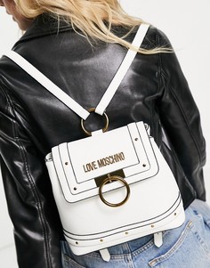Белый маленький рюкзак с логотипом Love Moschino