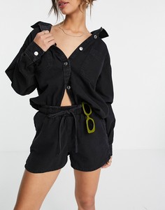 Черные выбеленные джинсовые шорты-джоггеры (от комплекта) ASOS DESIGN-Черный цвет