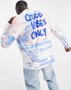 Oversized-лонгслив с принтом тай-дай и надписью на спине ASOS DESIGN-Многоцветный