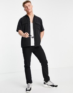 Черная рубашка с короткими рукавами River Island-Черный цвет
