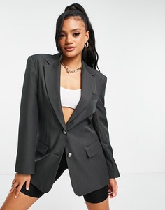 Свободный пиджак темно-серого цвета ASOS DESIGN-Серый