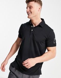 Черная футболка поло из невесомой ткани с логотипом на плече Polo Ralph Lauren RLX Golf-Черный цвет