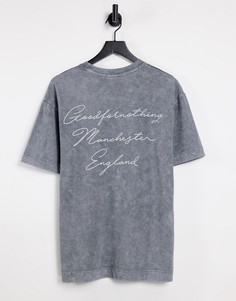 Серая oversized-футболка с надписью на спине Good For Nothing-Серый