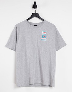 Серая футболка с нашивками с логотипом New Balance-Серый