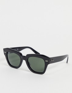 Женские солнцезащитные очки черного цвета в прямоугольной оправе Ray-Ban-Черный цвет