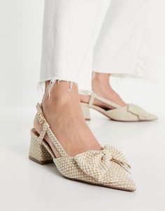 Бежевые туфли на среднем каблуке с бантом ASOS DESIGN Spring-Нейтральный