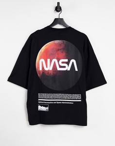 Oversized-футболка с принтом планеты и надписью "Nasa" ASOS DESIGN-Черный