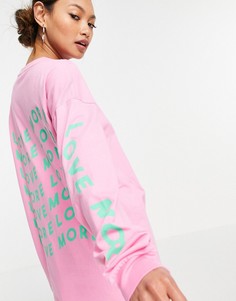 Розовая oversized-футболка с манжетами и надписью "Love More" ASOS DESIGN-Розовый цвет