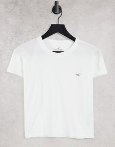 Белая футболка с короткими рукавами и логотипом Hollister-Белый