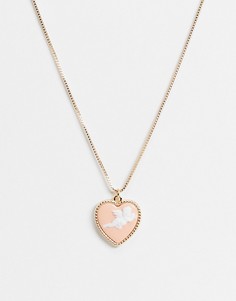Золотистое ожерелье с подвеской в виде сердечка с купидоном ASOS DESIGN-Золотистый