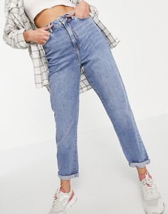 Синие джинсы в винтажном стиле с уплотненным поясом New Look-Синий