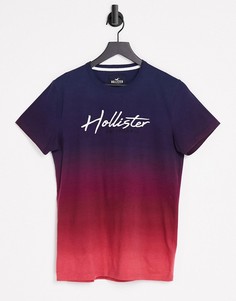Бордовая футболка с эффектом омбре и логотипом Hollister Core Tech-Красный