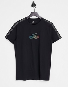 Черная футболка с фирменной тесьмой и логотипом с эффектом омбре Hollister Perspective-Черный