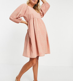 Коралловое платье с присборенной юбкой и принтом с потрескавшимся эффектом Pieces Maternity-Многоцветный