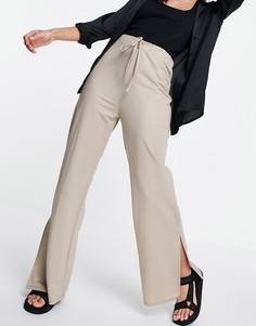 Светло-бежевые льняные брюки с широкими штанинами ASOS DESIGN-Нейтральный