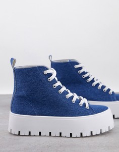 Высокие массивные кроссовки из голубого денима ASOS DESIGN Detra-Голубой