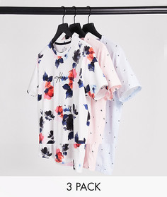 Набор из 3 разноцветных футболок с круглым вырезом и логотипом Hollister – эксклюзивно для ASOS-Многоцветный