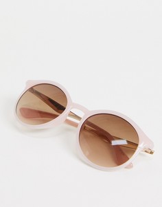 Круглые солнцезащитные очки в розовой пластиковой оправе с коричневыми стеклами Topshop-Розовый цвет